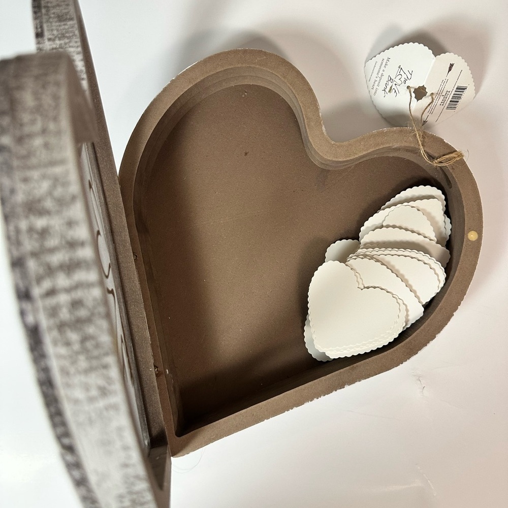 Heart-Shaped Wooden Box with Gold Love Design - Picture 3 of 8